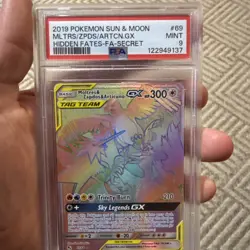 2019 Pokemon Sun And Moon Rainbow Moltres Zapdos Articuno GX Hidden Fates PSA 9 - Image 2