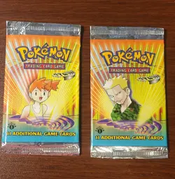 Wizards of the Coast Pokemon Gym Heroes 1st Edition Booster Pack x2 empty wrappe 742818062121 - Image 1
