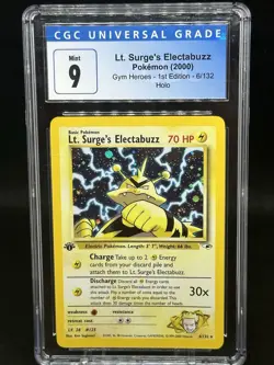 2000 Pokemon Gym Heroes - 1st Ed. Lt. Surge's Electabuzz #6/132 CGC 9 MINT - Image 1