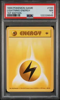 1999 POKEMON BASE SET 1ST EDITION #100 LIGHTNING ENERGY PSA 7 - Image 1