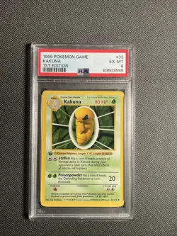 KAKUNA 1999 Pokemon Game Base Set Shadowless 1st Edition #33 PSA 6 - Image 1