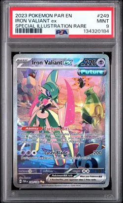 2023 Pokemon Paradox Rift Iron Valiant ex #249 Special Illustration Rare PSA 9 - Image 1