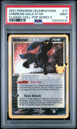 2021 POKEMON CELEBRATIONS CLASSIC #17 UMBREON-GOLD STAR PSA 9 - Image 1