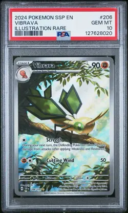 2024 POKEMON SSP EN-SURGING SPARKS ILLUSTRATION RARE #206/191 VIBRAVA PSA 10 - Image 1