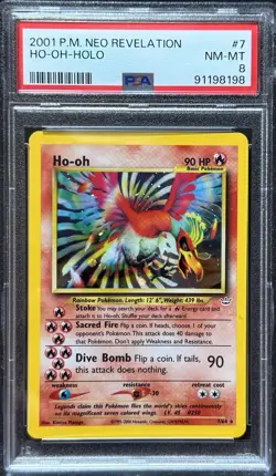 2001 Pokemon Neo Revelation #7 Ho-Oh Holo PSA 8 NM-MINT - Image 1