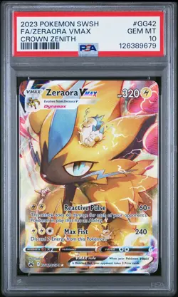 2023 Pokemon Sword And Shield Crown Zenith Zeraora VMAX #GG42 Fa PSA 10 - Image 1
