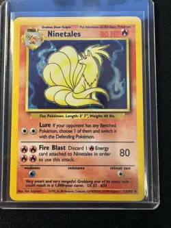 1999 Pokemon Base Set Ninetales 12/102 Holo Rare - MP - Unlimited WotC - Image 1