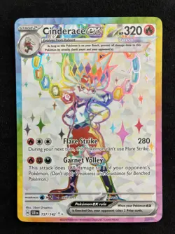 Cinderace EX 157/142 Sv07 Stellar Crown Holo Ultra Rare Pokemon TCG Card - Image 1