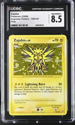 CGC 8.5 Zapdos 2009 Supreme Victors 150/147 Holo Pokemon Card - Image 1