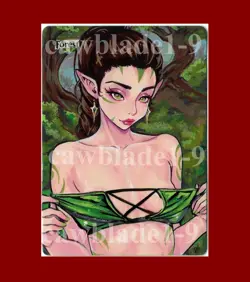 Hand Painted Altered MTG Card, Forest , Anime Girl, by Cawblade - Image 1