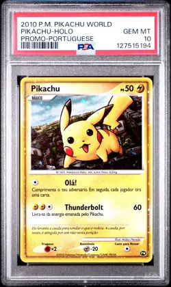Pokemon TCG Pikachu World Collection 2010 Portuguese PSA 10 Holo Promo Card - Image 1