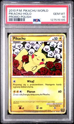 Pokemon TCG Pikachu World Collection 2010 Polish PSA 10 Holo Promo Card Poppy - Image 1