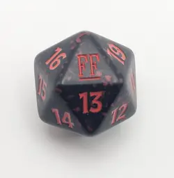 Magic the Gathering Final Fantasy Prerelease D20 Black Red Spindown Dice 2025 - Image 1