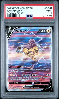 2023 POKEMON SWORD AND SHIELD CROWN ZENITH GG41 FULL ART/RAIKOU V PSA 9 - Image 1