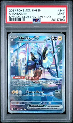 2023 POKEMON SCARLET & VIOLET 244 MIRAIDON EX SPECIAL ILLUSTRATION RARE PSA 9 - Image 1