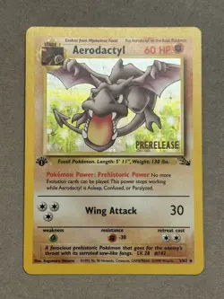 Aerodactyl 1/62 PRERELEASE Pokemon Fossil 1st Edition Holo Rare PRERELEASE WOTC - Image 1