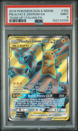 Pokemon PSA 9 Pikachu & Zekrom GX #162 Full Art Gioco Di Squadra 2019 Italiano - Image 2