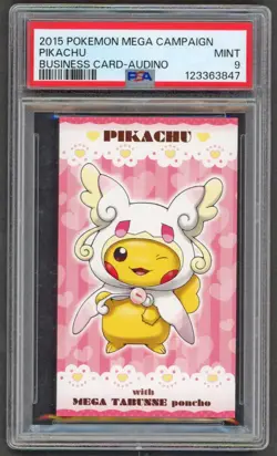 Pokemon Cards - PSA 9 Pikachu Mega Tabunne Poncho - Audino Business Card BC - Image 1