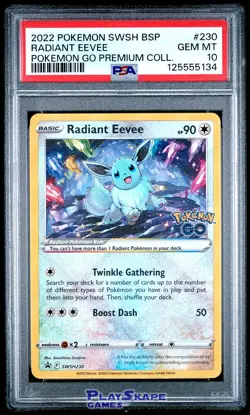 Pokemon Card PSA 10 Radiant Eevee SWSH230 Shiny Promo GO Holo Collection 2022 - Image 1