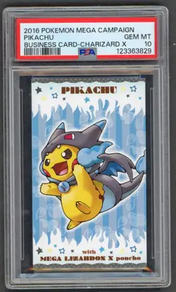 Pokemon Cards - PSA 10 Pikachu Mega Lizardon X Poncho Charizard BC Business Card - Image 1