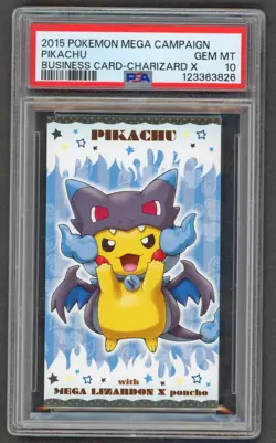 Pokemon Cards - PSA 10 Pikachu Mega Lizardon X Poncho Charizard BC Business Card - Image 1