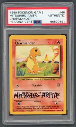 Pokemon Cards - PSA Authentic Charmander 46/102 - Mitsuhiro Arita Signed Auto - Image 1