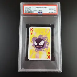 PSA 10 Gastly King of Hearts Graded Pokemon Mini Bicycle Card - Image 1