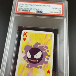 PSA 10 Gastly King of Hearts Graded Pokemon Mini Bicycle Card - Image 2