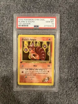 Blaine's Vulpix PSA 10 Gem 1st Edition Pokemon Card 2000 Gym Challenge 66/132 - Image 1