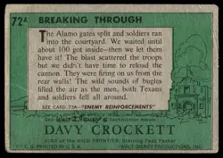 1956 TOPPS DAVY CROCKETT GREEN BACK BREAKING THROUGH #72A - Image 2