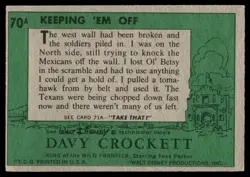 1956 TOPPS DAVY CROCKETT GREEN BACK KEEPING 'EM OFF #70A - Image 2