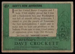 1956 TOPPS DAVY CROCKETT GREEN BACK DAVY'S NEW ADVENTURE #41A - Image 2