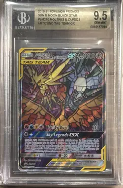 2019 Pokemon Hidden Fates Promo Moltres Zapdos Articuno GX #SM210 BGS 9.5 - Image 1