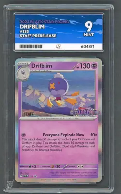 Pokemon Cards - ACE 9 Drifblim 135 - STAFF PreRelease Black Star Promo PSA - Image 1