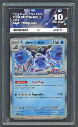 Pokemon Cards - ACE 10 Crabominable 134 - STAFF PreRelease Black Star Promo PSA - Image 1