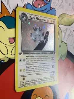 Pokemon Dark Magneton TCG Holo Rare Card 11/82 Unlimited 1st Edition NM Swirl - Image 2