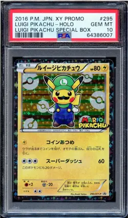 PSA 10 Luigi Pikachu 295/XY-P Half Art Special Box Promo Japanese Pokemon Card - Image 1