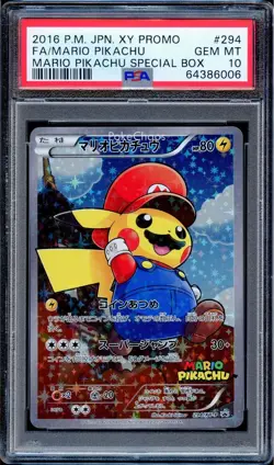 PSA 10 Mario Pikachu 294/XY-P Full Art Special Box Promo Japanese Pokemon Card - Image 1