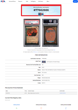 2023 MTG Magic the Gathering LOTR Lord of the Rings Foil 320 Frodo Baggins PSA 9 - Image 3