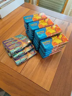 Pokemon Lot Of 33 Empty Pencil Case Tins - Image 1