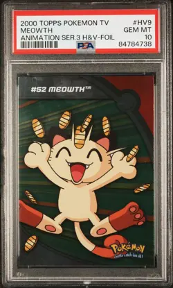 PSA 10 MEOWTH FOIL #HV9 TV ANIMATION EDITION SERIES 3 POKEMON TOPPS ENGLISH - Image 1