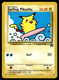 2001 Pokemon Promos - Wizards Black Star 28 Surfing Pikachu Near Mint - Image 1