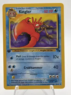 Pokemon Kingler 38/62 Fossil 1st Edition - LP/NM TOWC Unlimited - Image 1