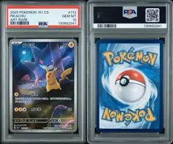 PSA 10 Pokemon Chinese 151 Gengar Pikachu Art Rare Holo 2025 151C 172/151 AR - Image 3