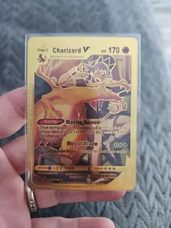 Charizard V Gold Foil Fan Art Vinyl Premium Collector Pokemon Display Card - Image 1