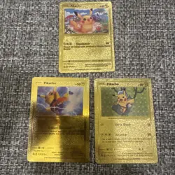 Secret rare set - Pikachu Gold Foil Pokemon Card Set of 3 (PSA 10 estimate) - Image 1