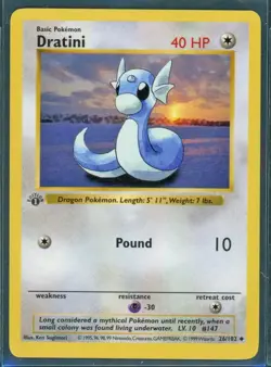 Pokemon Cards - 1st Edition Shadowless Dratini 26/102 - Base Set - Image 1
