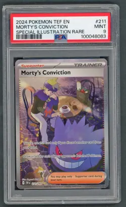 Pokemon Cards - PSA 9 Morty's Conviction 211/162 - Temporal Forces Gengar GEM MT - Image 1