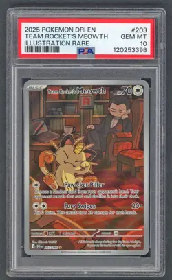 Pokemon Cards - PSA 10 Team Rocket's Meowth 203/182 - IR Destined Rivals GEM MT - Image 1