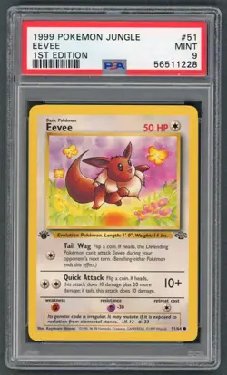 Pokemon Cards - PSA 9 1st Edition Eevee 51/64 - Jungle Set - MINT - PSA9 - Image 1